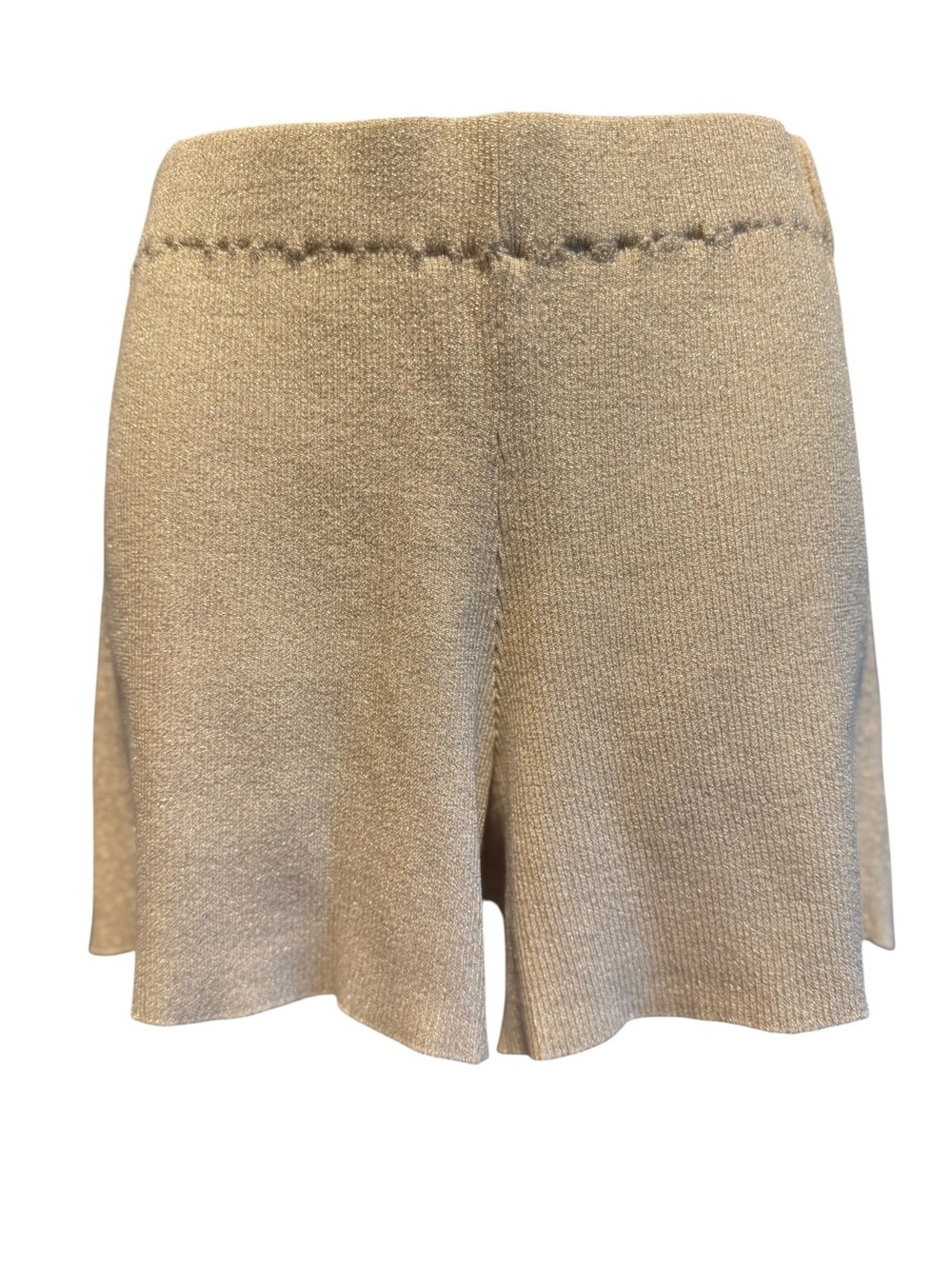 Zulu & Zephyr Cream White & Gold Metallic Knit Shorts